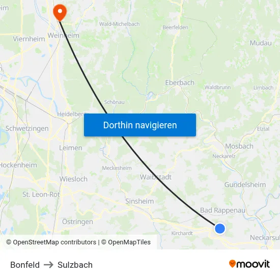 Bonfeld to Sulzbach map