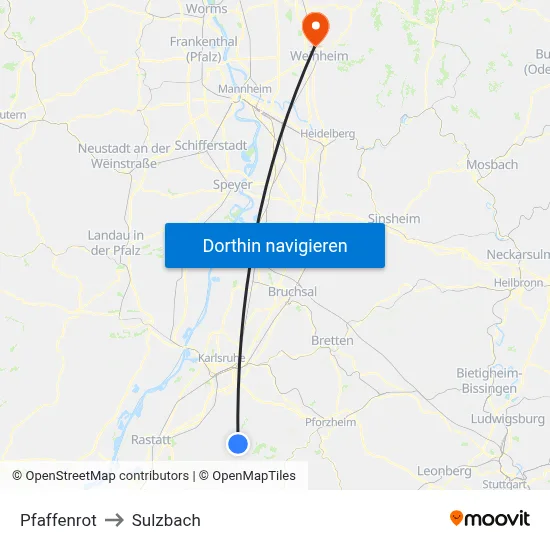 Pfaffenrot to Sulzbach map