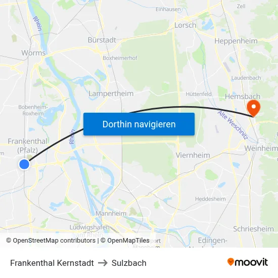 Frankenthal Kernstadt to Sulzbach map