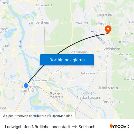 Ludwigshafen-Nördliche Innenstadt to Sulzbach map