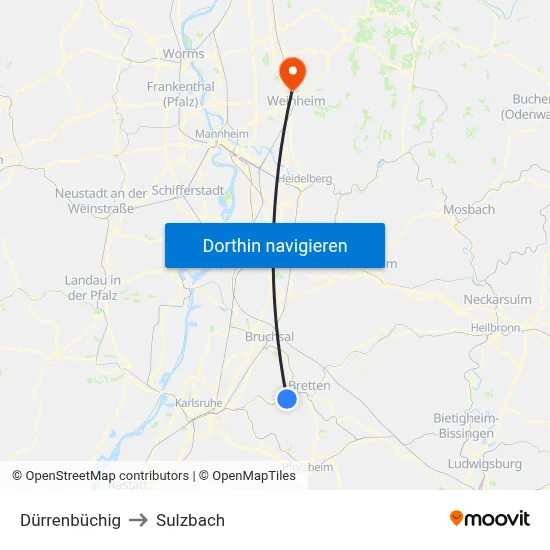 Dürrenbüchig to Sulzbach map