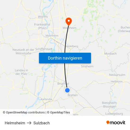 Helmsheim to Sulzbach map