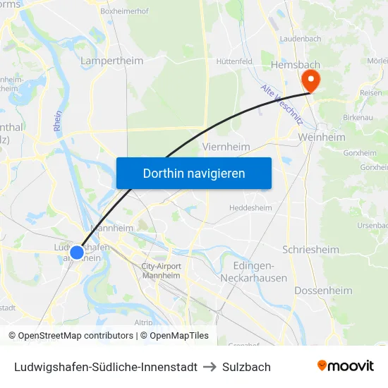 Ludwigshafen-Südliche-Innenstadt to Sulzbach map
