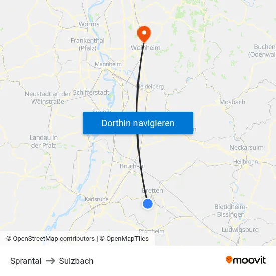 Sprantal to Sulzbach map
