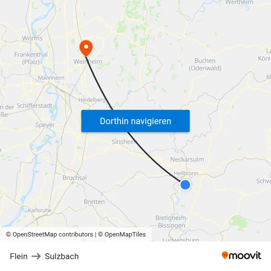 Flein to Sulzbach map