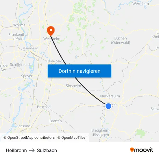 Heilbronn to Sulzbach map