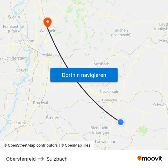 Oberstenfeld to Sulzbach map