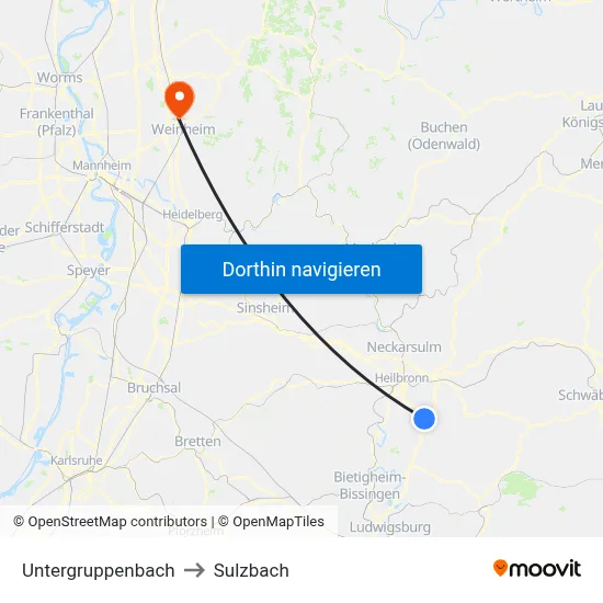 Untergruppenbach to Sulzbach map