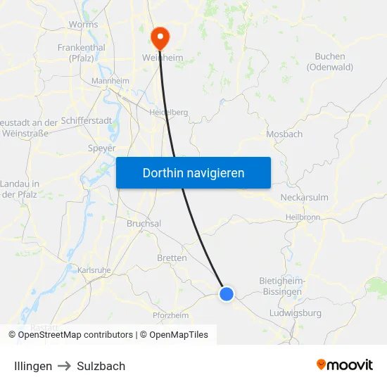 Illingen to Sulzbach map