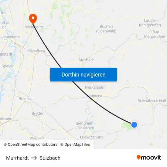 Murrhardt to Sulzbach map