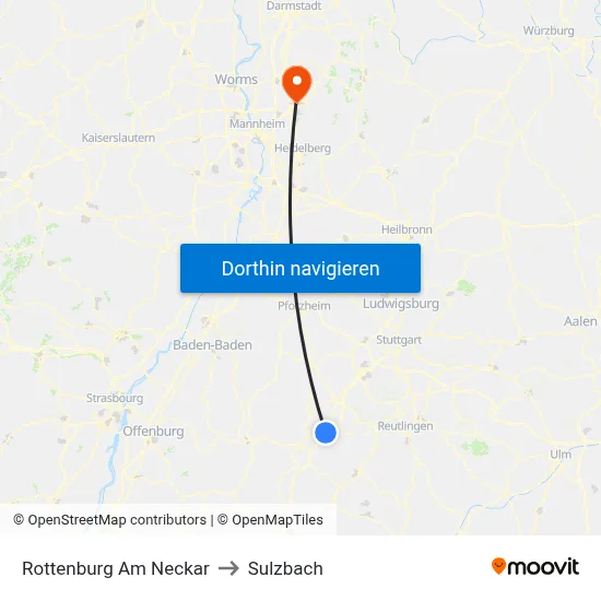 Rottenburg Am Neckar to Sulzbach map