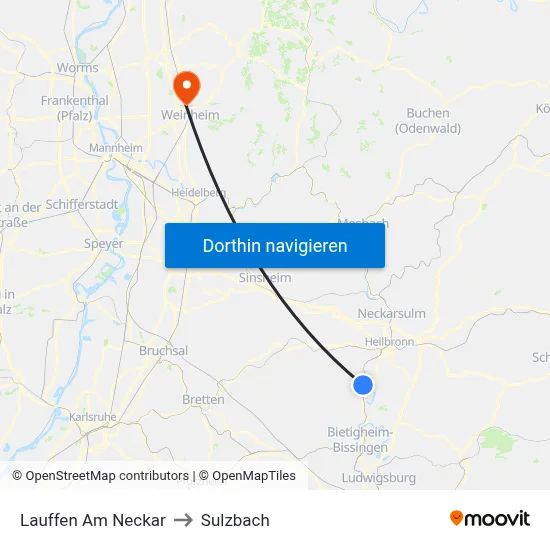 Lauffen Am Neckar to Sulzbach map