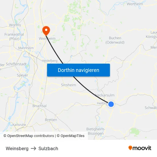 Weinsberg to Sulzbach map