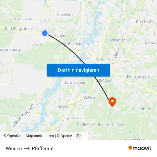 Winden to Pfaffenrot map