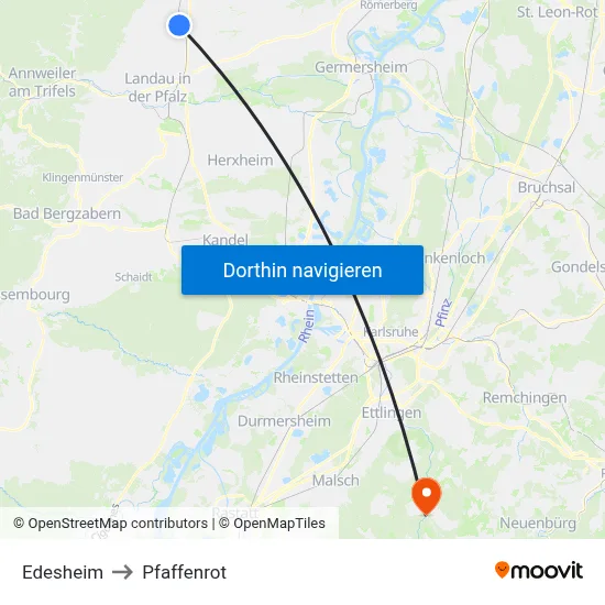 Edesheim to Pfaffenrot map