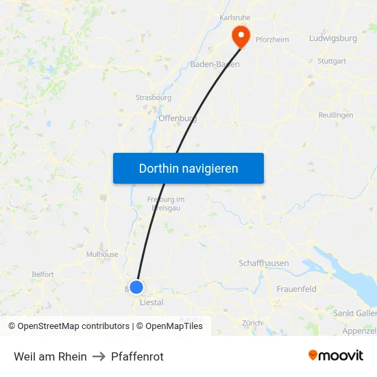 Weil am Rhein to Pfaffenrot map
