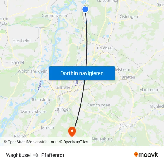 Waghäusel to Pfaffenrot map