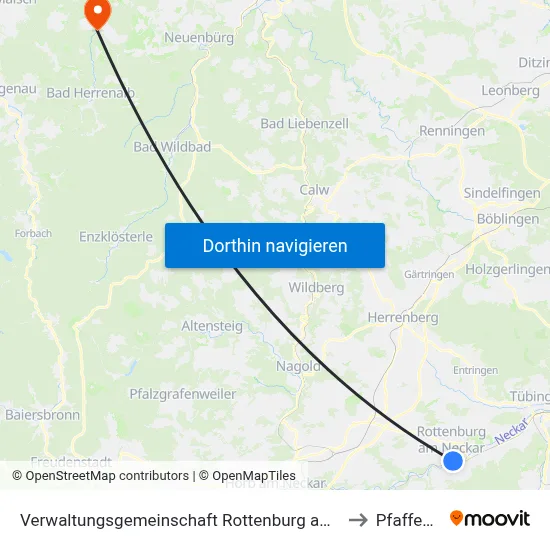 Verwaltungsgemeinschaft Rottenburg am Neckar to Pfaffenrot map