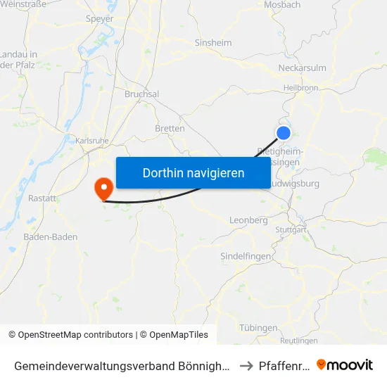 Gemeindeverwaltungsverband Bönnigheim to Pfaffenrot map