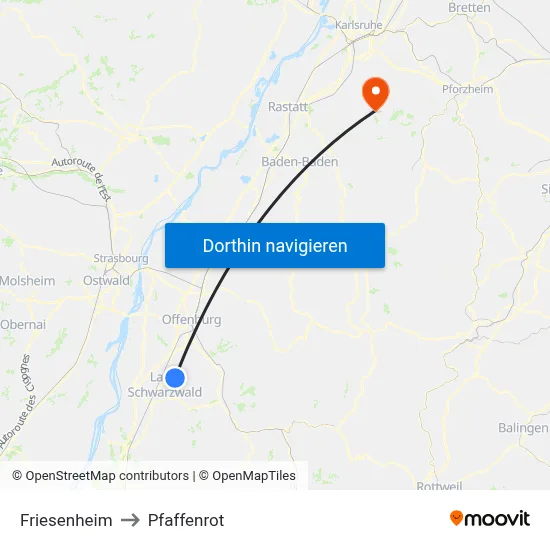 Friesenheim to Pfaffenrot map
