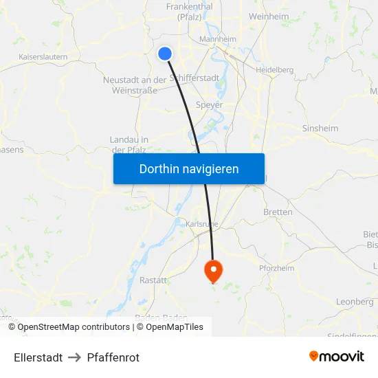 Ellerstadt to Pfaffenrot map