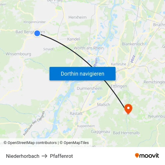 Niederhorbach to Pfaffenrot map