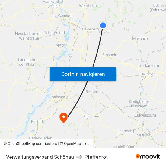 Verwaltungsverband Schönau to Pfaffenrot map