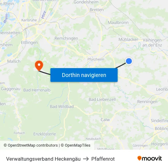 Verwaltungsverband Heckengäu to Pfaffenrot map