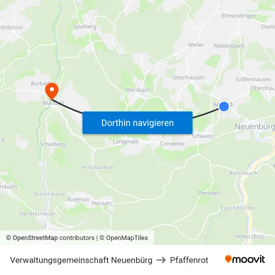 Verwaltungsgemeinschaft Neuenbürg to Pfaffenrot map