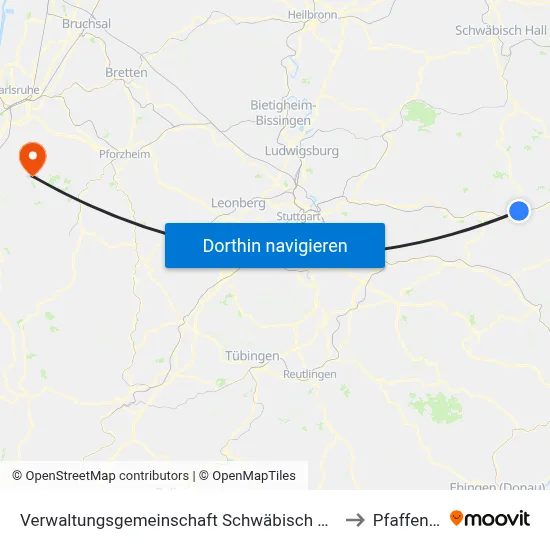 Verwaltungsgemeinschaft Schwäbisch Gmünd to Pfaffenrot map