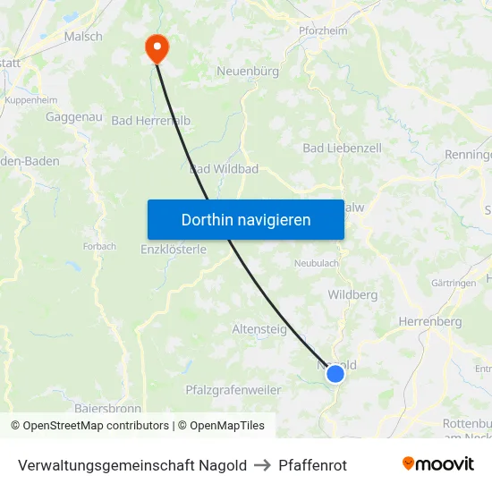 Verwaltungsgemeinschaft Nagold to Pfaffenrot map