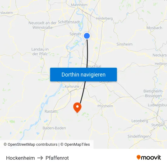 Hockenheim to Pfaffenrot map