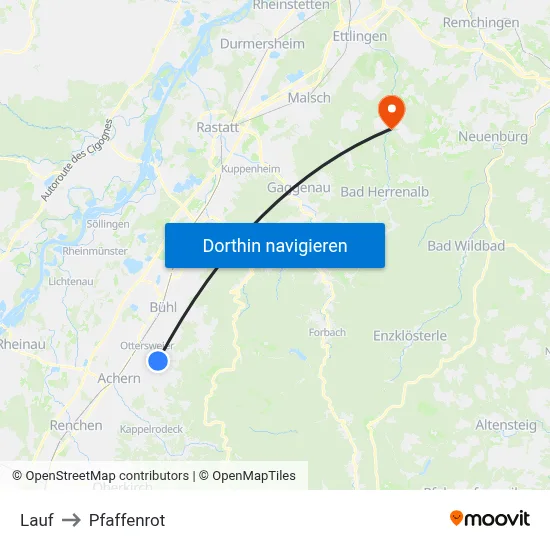 Lauf to Pfaffenrot map