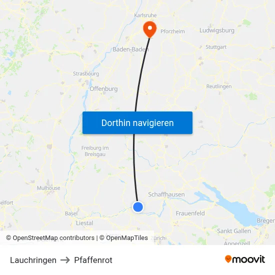 Lauchringen to Pfaffenrot map