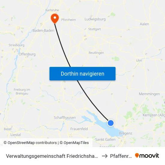 Verwaltungsgemeinschaft Friedrichshafen to Pfaffenrot map