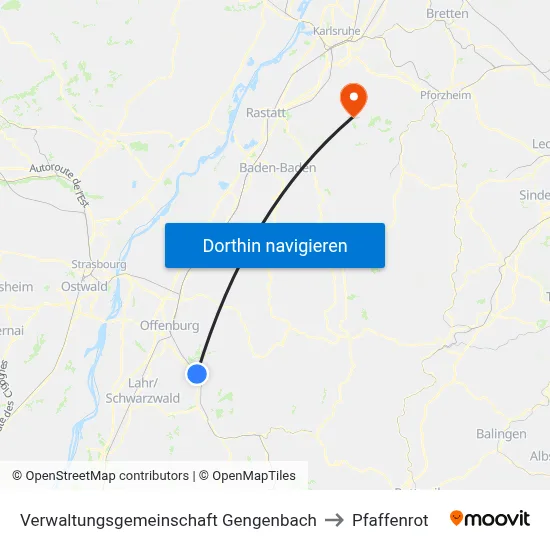 Verwaltungsgemeinschaft Gengenbach to Pfaffenrot map