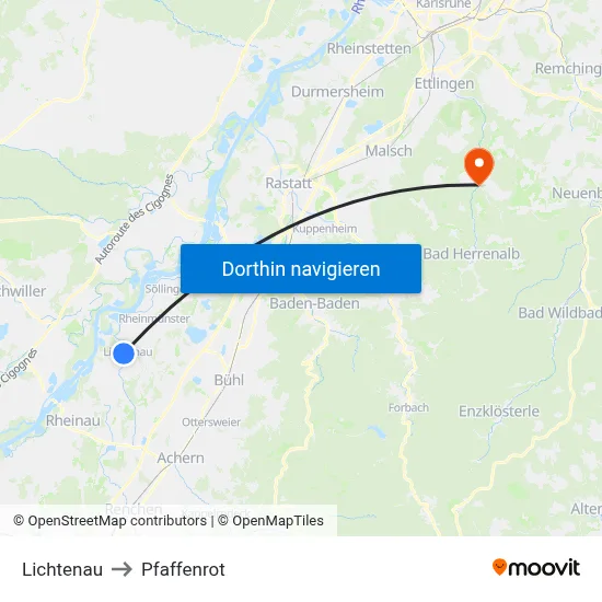Lichtenau to Pfaffenrot map