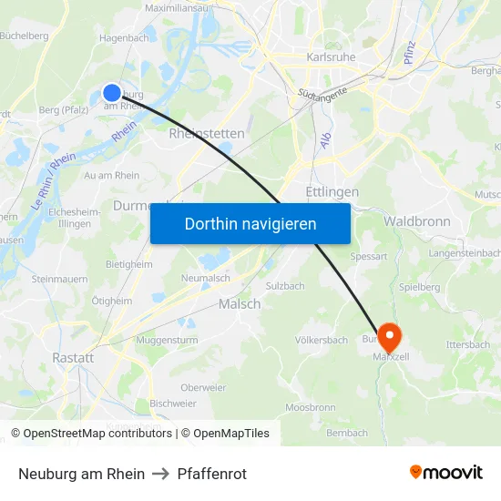 Neuburg am Rhein to Pfaffenrot map