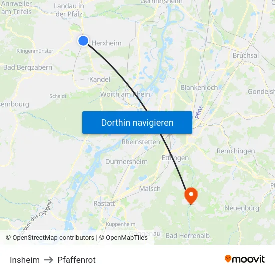 Insheim to Pfaffenrot map