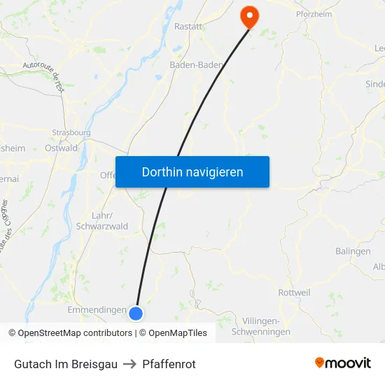 Gutach Im Breisgau to Pfaffenrot map