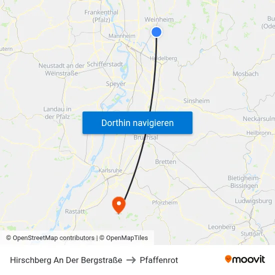 Hirschberg An Der Bergstraße to Pfaffenrot map