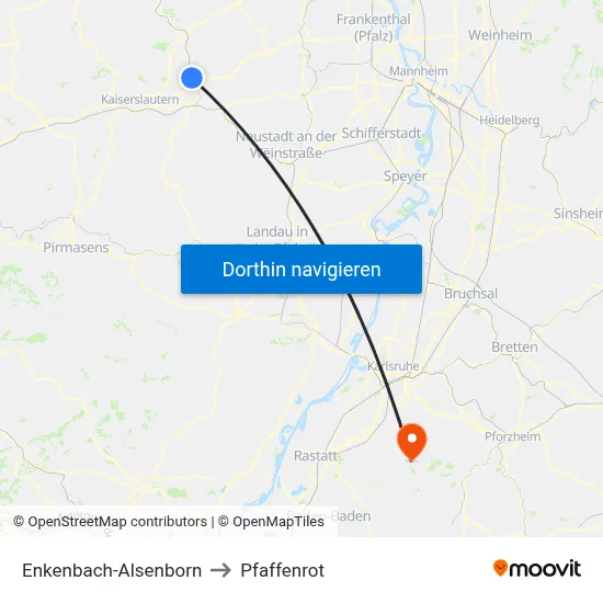 Enkenbach-Alsenborn to Pfaffenrot map