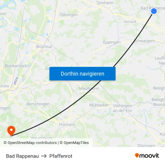 Bad Rappenau to Pfaffenrot map