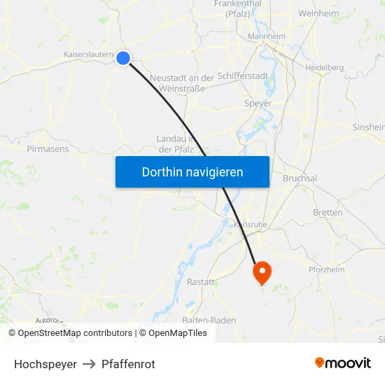 Hochspeyer to Pfaffenrot map