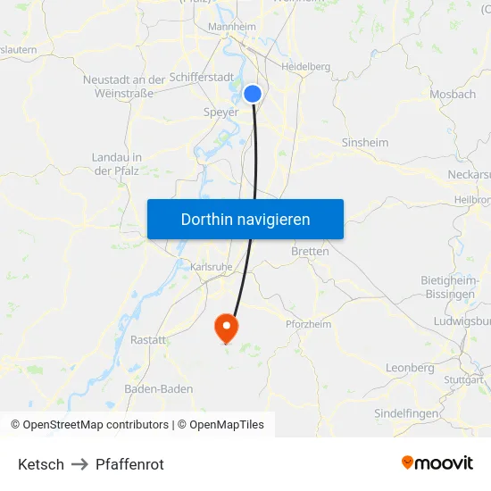 Ketsch to Pfaffenrot map