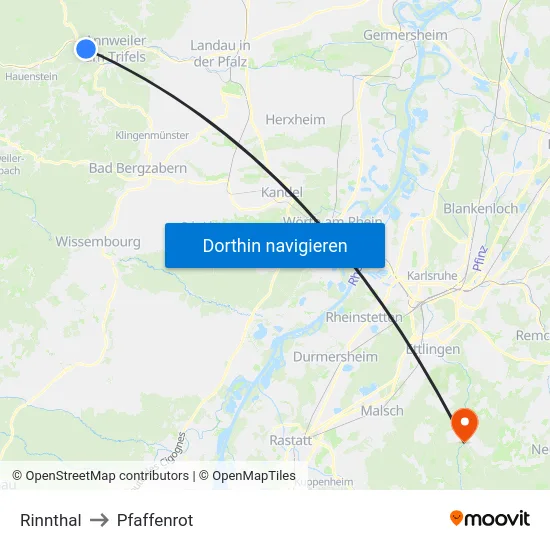 Rinnthal to Pfaffenrot map