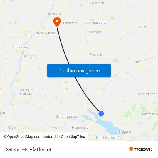 Salem to Pfaffenrot map