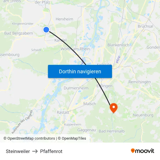 Steinweiler to Pfaffenrot map