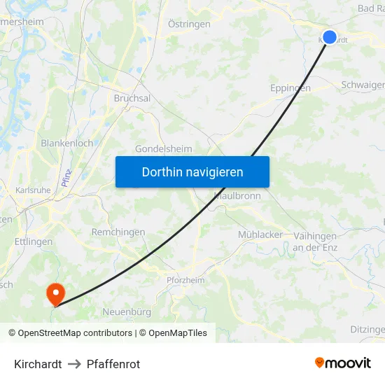 Kirchardt to Pfaffenrot map