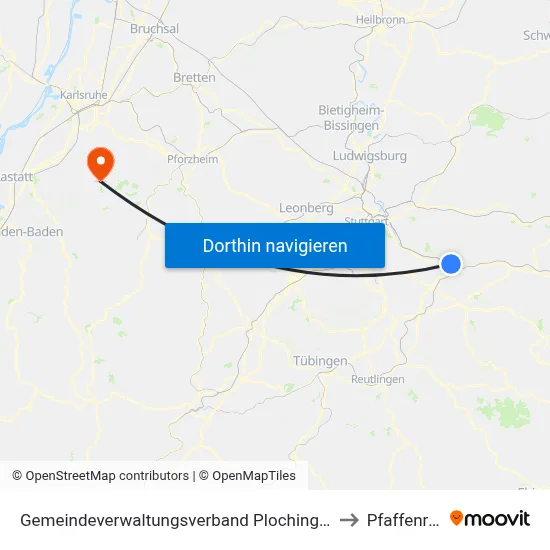 Gemeindeverwaltungsverband Plochingen to Pfaffenrot map